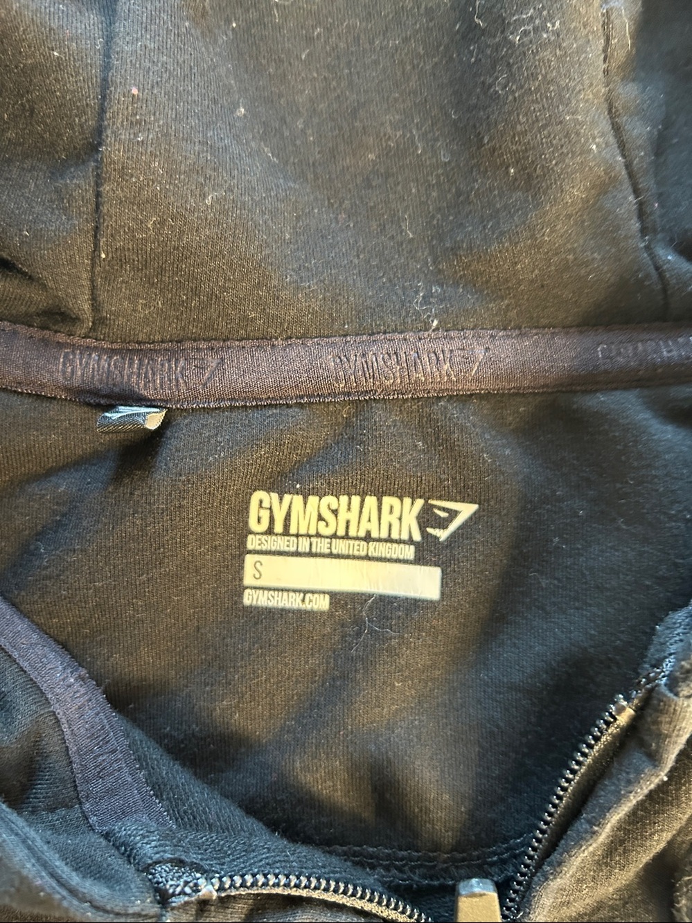Gymshark Crest Zip Up Black Hoodie Full Length . Sz S - Picture 9 of 11